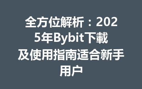 全方位解析：2025年Bybit下載及使用指南适合新手用户 一