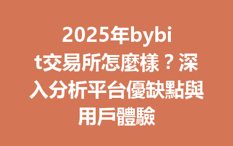 2025年bybit交易所怎麼樣？深入分析平台優缺點與用戶體驗 一