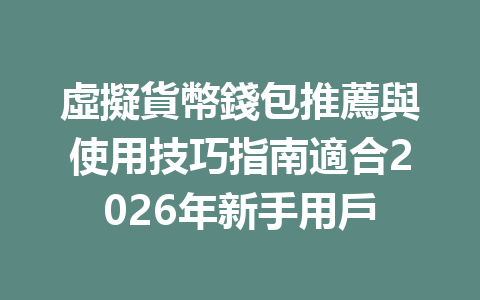 虛擬貨幣錢包推薦與使用技巧指南適合2026年新手用戶 一