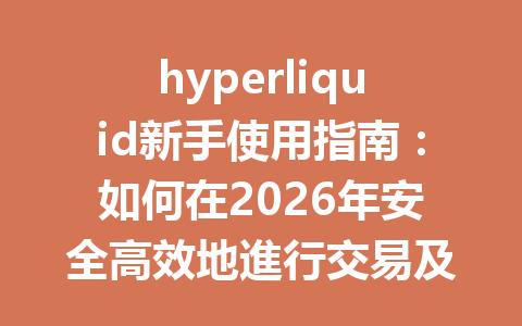 hyperliquid新手使用指南：如何在2026年安全高效地進行交易及獲利 一