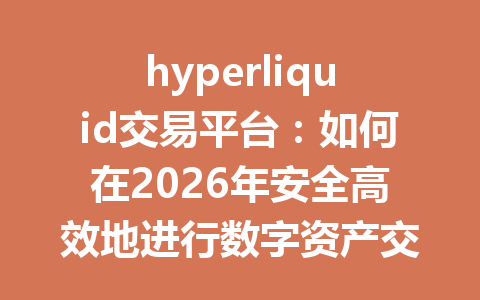 hyperliquid交易平台：如何在2026年安全高效地进行数字资产交易 一
