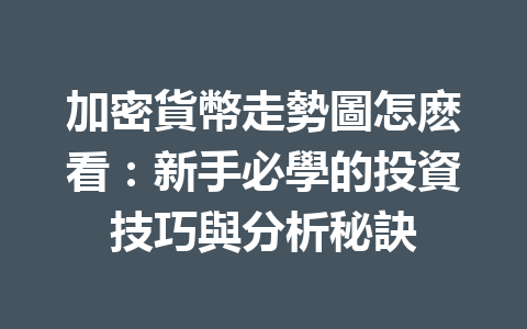 加密貨幣走勢圖怎麽看：新手必學的投資技巧與分析秘訣 一