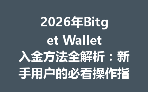2026年Bitget Wallet入金方法全解析：新手用户的必看操作指南 一