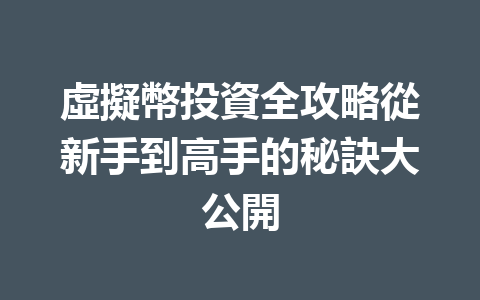 虛擬幣投資全攻略從新手到高手的秘訣大公開 一
